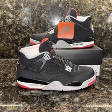 Air Jordan 4 Retro 'Bred' Black Cement Red Sneakers