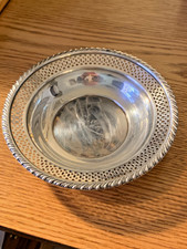 Silver Serving Piece Edge with Hallmarks and Maker's Mark, Gadrooned Border