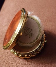 Vintage Gold Tone Powder Compact with Mirror and Puff A maker's name, listing 3