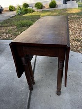 Vintage Solid Maple Drop-Leaf Table with Two Drawers, Colonial / Early American Style — listing 6