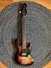 Vintage 1960s Japanese Sunburst Electric Bass Guitar (MIJ, unbranded/possible Teisco-Kawai) — listing 2