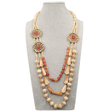 Triple Strand Carnelian & Bone Bead Necklace with Sterling Clasp 16in — listing 2