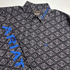 Ariat Men's Short Sleeve Button-Down Western Shirt, Teal Medallion Print, Size XXL — listing 3