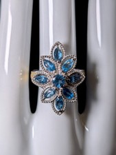 Vintage Gold-Tone Marquise Cluster Cocktail Ring with Clear Rhinestones — listing 6