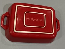 Red Stoneware Rectangular Baking Dish with Ribbed Sides and Tab Handles No mark / unmarked — listing 6