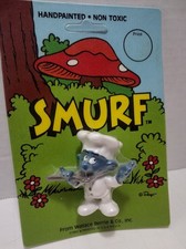 Vintage Chef Smurf PVC Figurine with Rolling Pin (#20073)