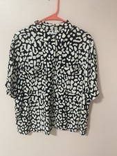 Black Rayon Blouse, Scoop Neck 3/4 Sleeve, Size M — listing 4