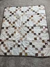Handmade Patchwork Quilted Wall Hanging, Burgundy Silk with Paisley and Diamond Motifs, listing 4