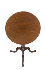 Antique Mahogany Tilt-Top Tripod Pedestal Table with Reeded Saber Legs — listing 5