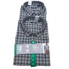 IZOD Men's Non-Iron Stretch Blue Plaid Long Sleeve Button-Down Shirt, Size Large — listing 4