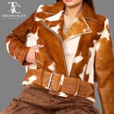 Vintage Cowhide Calf-Hair Front Jacket with Black Knit Sleeves, National Cotton Registry Tag