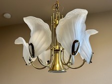 Vintage Hollywood Regency 10-Light Brass & Crystal Chandelier 24" x 20" — listing 6