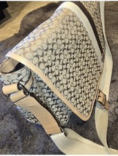 Coach Signature Jacquard Messenger / Crossbody Bag with Leather Trim — listing 3