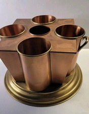 Antique Copper & Brass Wine Caddy Bottle Holder with Center Handle — listing 2