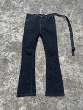 Rick Owens Bootcut Flared Jeans with Painted/Waxed Distressed Finish and Side Zip Gussets — listing 6