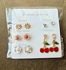 Fashion Jewelry 12-Pair Stud Earring Set (Gold Tone, CZ, Faux Pearl, Rhinestone)