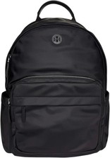 Black Nylon and Leather Backpack with Front Zip Pocket — listing 6