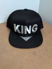 "KING" Black Snapback Hat with Raised 3D Rubber Lettering and Faux Leather Brim — listing 4
