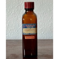 Vintage Amber Glass Apothecary 'ALCOHOL' Label Bottle with White Screw Cap — listing 6