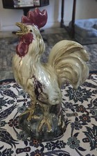 French Country 'Le Coq en Pâte Bistrot' Rooster Decorative Footed Tray with Checkerboard Border — listing 4