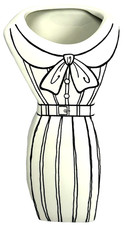 Pair of Black and White Ceramic Stepped Vases with Curved Openings — listing 6