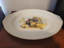 Homer Laughlin Eggshell Georgian Turkey Platter, Oval Serving Platter with Gold Trim — listing 4