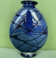 Art Glass Baluster Vase with Red, Amber & Gold Marbled Finish — listing 4