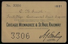 1890 Chicago Milwaukee & St. Paul Railway Annual Pass Issued to Senator Richard Williams — listing 4