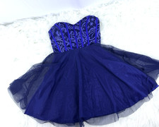 Teeze Me Pink Ombré Glitter Tulle Ruffled V-Neck Prom Gown, Size 1/2