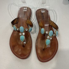 Mystique Sandals Light Blue Denim Slides with Multicolor Crystal Buckle Embellishment, Size 11 — listing 2