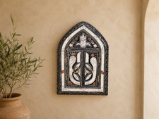 Arched Window Wall Mirror with Functional White Shutters, Farmhouse Cottage Decor — listing 5