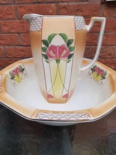 Antique Victorian Floral Transferware Wash Pitcher (Ewer) — listing 3