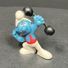 Weight Lifter Smurf PVC Figurine (#20141) - Vintage 1980 West Germany — listing 4