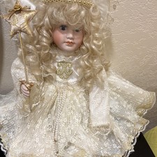 Soft-Sculpture Angel Doll Holding "You Are Loved" Star Pillow — listing 3