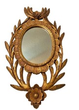 Antique Louis XVI Style Oval Giltwood Mirror with Ribbon-and-Bow Crest — listing 5