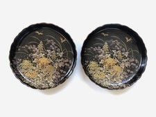 Shibata Tenmoku-Kiku Black & Gold Chrysanthemum Porcelain 3-Piece Set (Vase, Bowl, Small Dish)