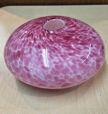 Small Hand-Blown Black & White Spatter Glass Rose Bowl Vase, 4.75"