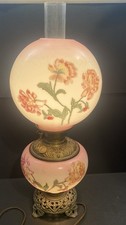 Victorian Gone with the Wind (GWTW) Banquet Parlor Lamp with Hand-Painted Floral Globe Shade — listing 3