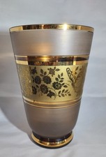 Vintage Smoked Glass Plate Set with Green Floral Leaf Print and Gold Rim (6 pieces) — listing 4