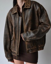 Vintage 1980s Women's Black Leather Jacket, Draped Batwing Style, Size L — listing 3