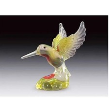 Green Glass Hummingbird Figurine with Wings Spread