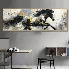 Framed Abstract Equestrian Watercolor Print of Horses — listing 3