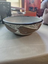Studio Pottery Stoneware Bottle Vase with Ash Glaze and Wave-Carved Base — listing 2