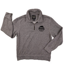 Roots Canada Whistler Quarter-Zip Salt-and-Pepper Sweater with Souvenir Patches, Size L — listing 3