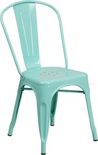 Tolix-Style Industrial Metal Café Chair in Galvanized Silver Finish — listing 4