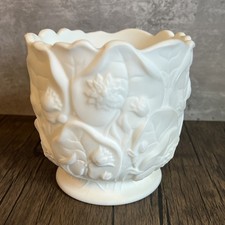 Fenton Lime Green Custard Satin Water Lily Pedestal Compote, 6 inches — listing 4