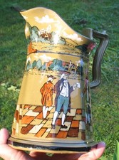 Buffalo Pottery Deldare Ware Style Lamp with Matching Pitcher and Mug (3-Piece Grouping, Damaged)
