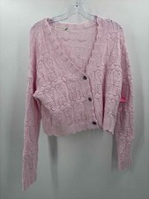 Altar'd State Cream Textured Knit Button-Front Cardigan, Size M