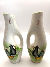 Vintage Japanese Hand-Painted Ceramic Jug-Form Salt & Pepper Shakers in Basket — listing 6