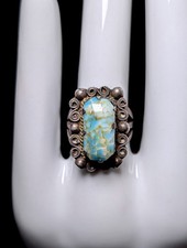 Vintage Silver Pear-Cut Turquoise Ring with Bezel Setting — listing 4